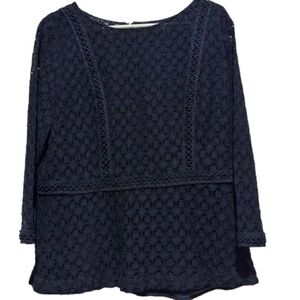 Ann Taylor Navy Lace Blouse 14